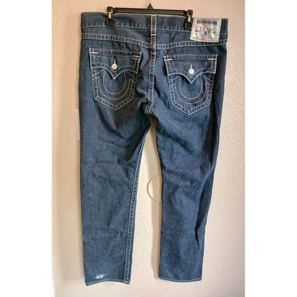 True Religion Skinny w/Flap Jeans Men's Size 38x32 Blue Dark Wash Denim